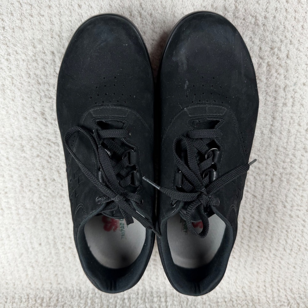 SAS Womens 10 Free Time Black‎ Nubuck Leather Walking Shoes Tripad Comfort